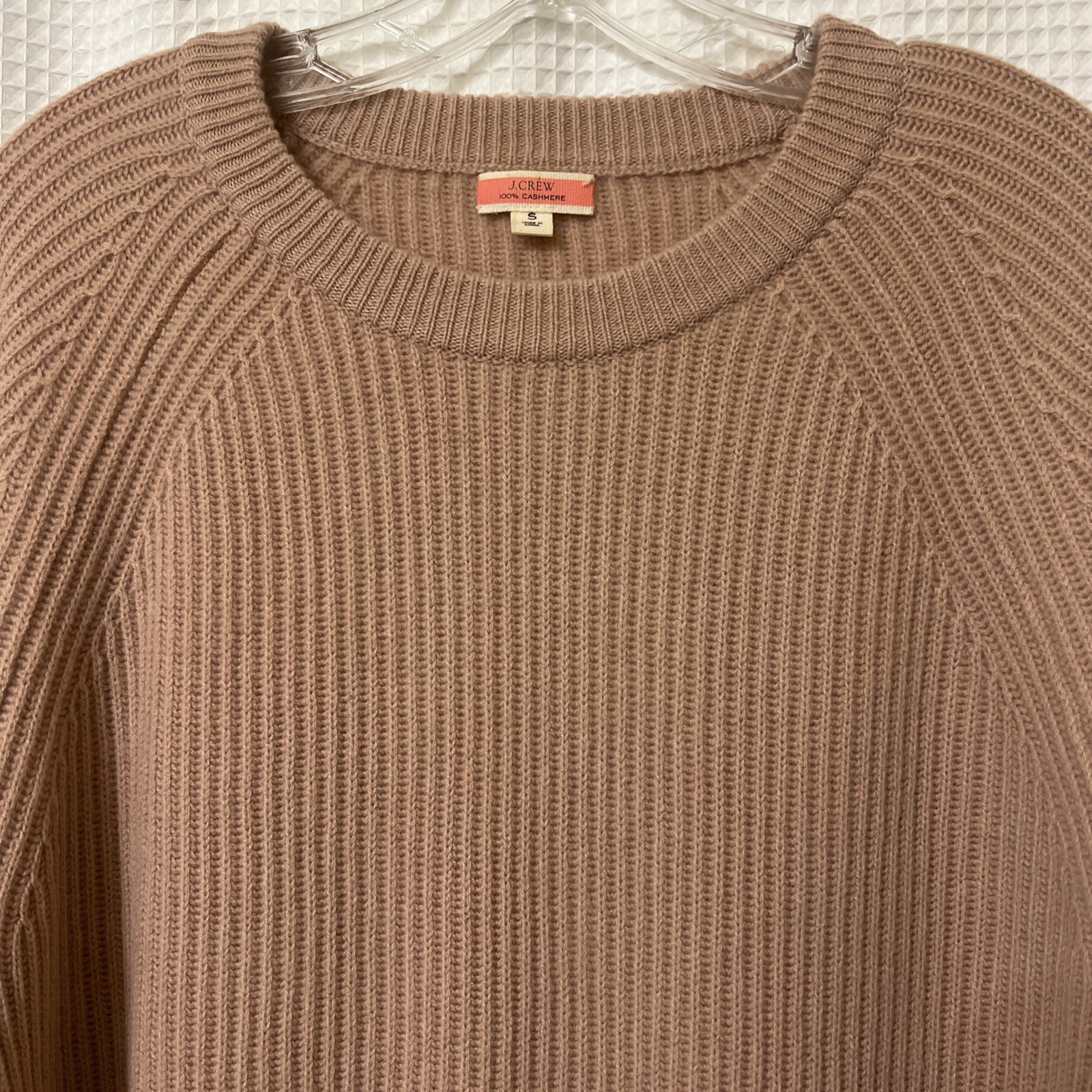 J Crew 100% Cashmere Sweater Womens S Blush Ribbed Crew Neck Pullover Soft