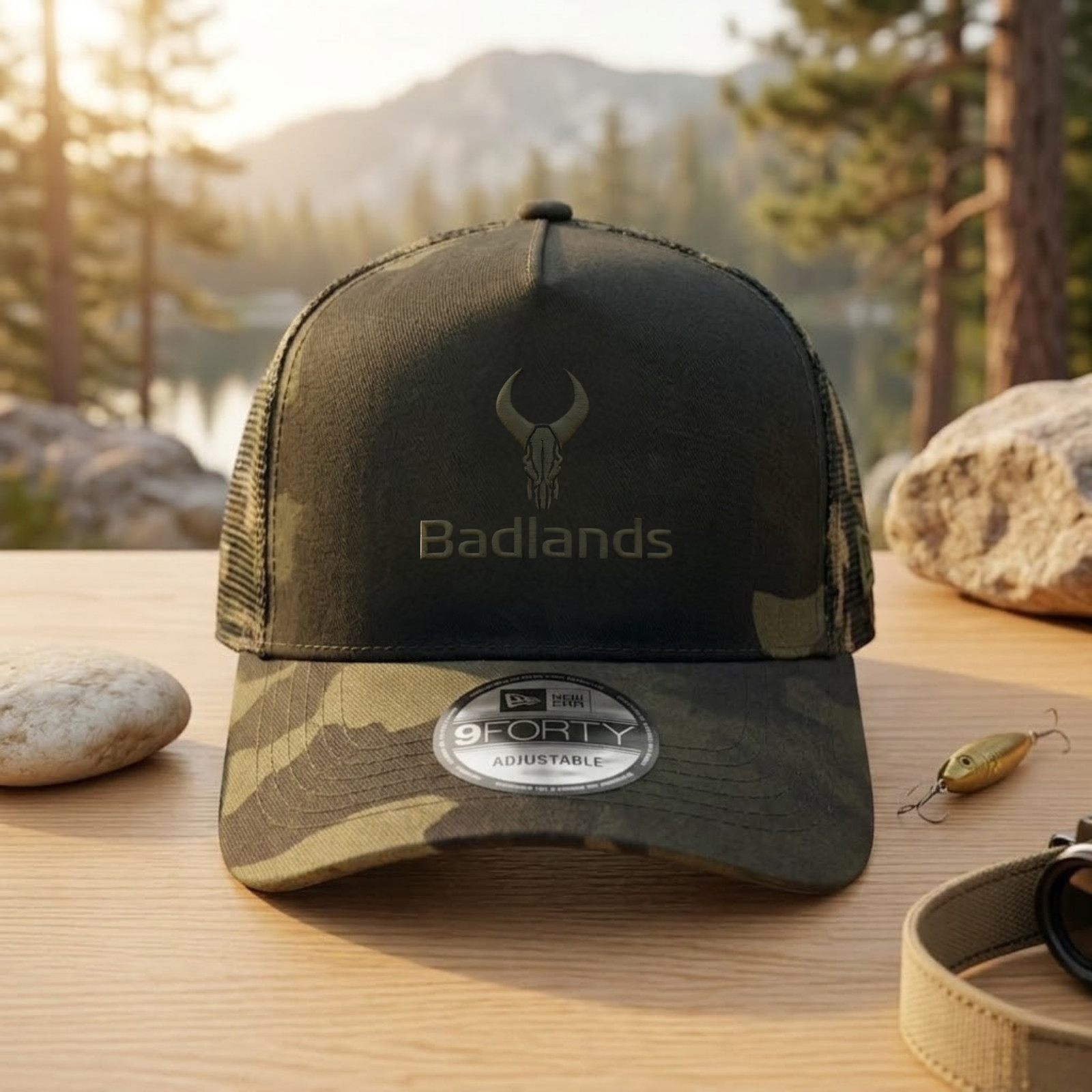 Badlands Gear logo Embroidered 9FORTY Camo Mesh Trucker Hat Adjustable Cap