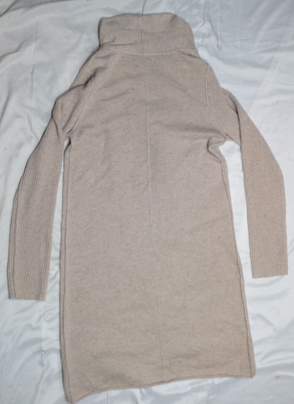 TAHARI WOMENS US M OATMEAL HEATHER SWEATER CAPE WRAP LONG 100% CASHMERE 2-PLY