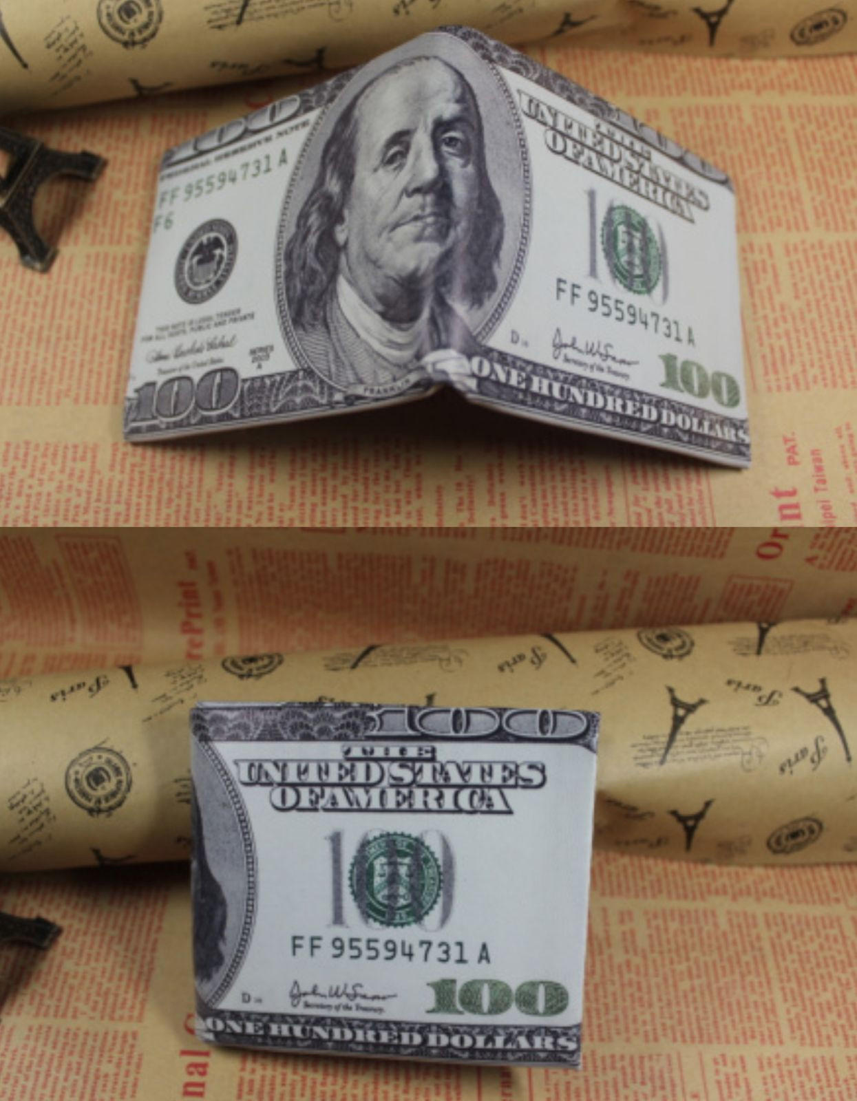Dollar Money Bill PU Leather Card holder Case Bag Men Wallet Novelty Gift Bifold