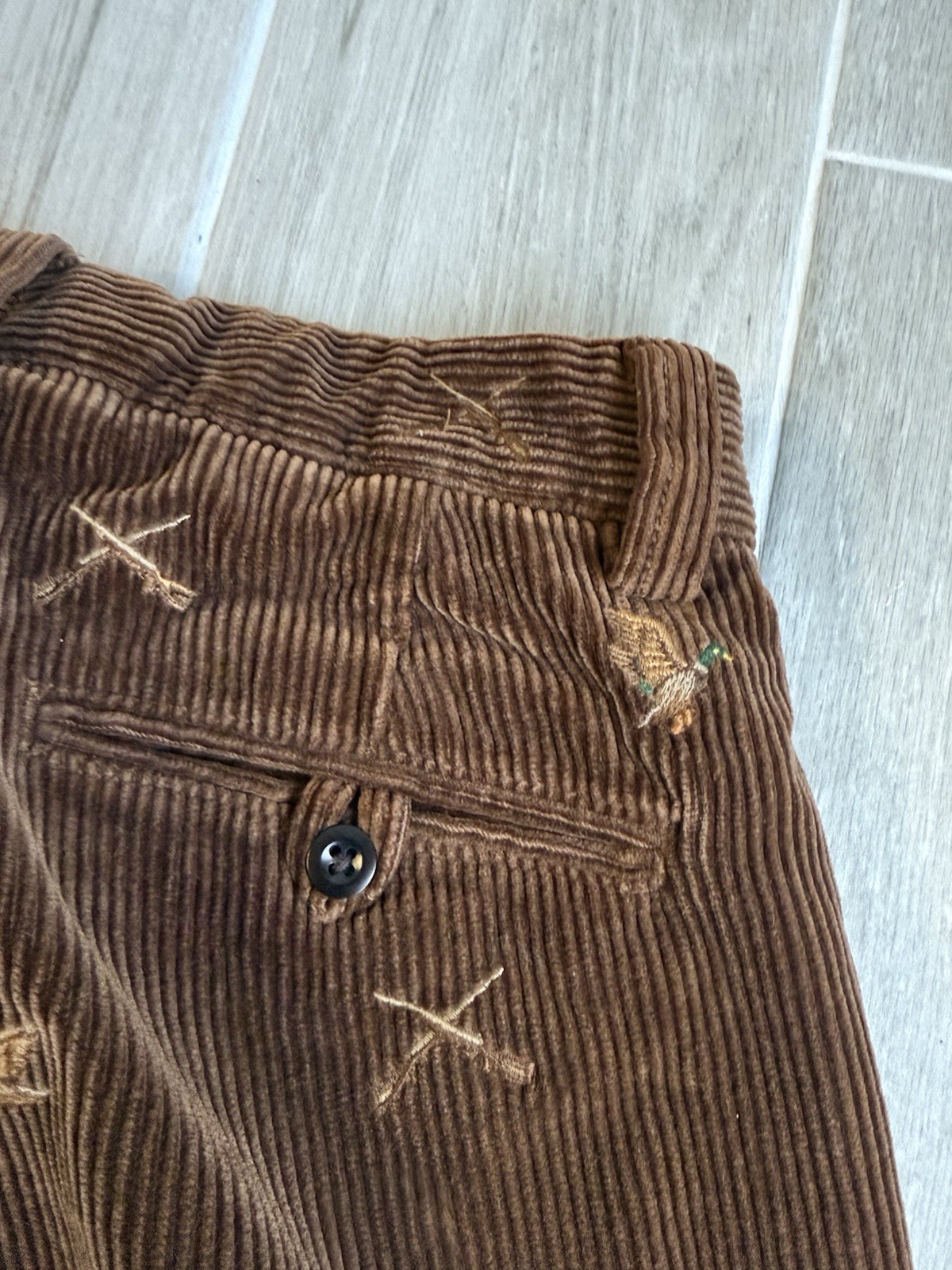 Vtg Polo Ralph Lauren Corduroy Pants Mens 32X30 Brown Duck Hunting Pheasant Rare