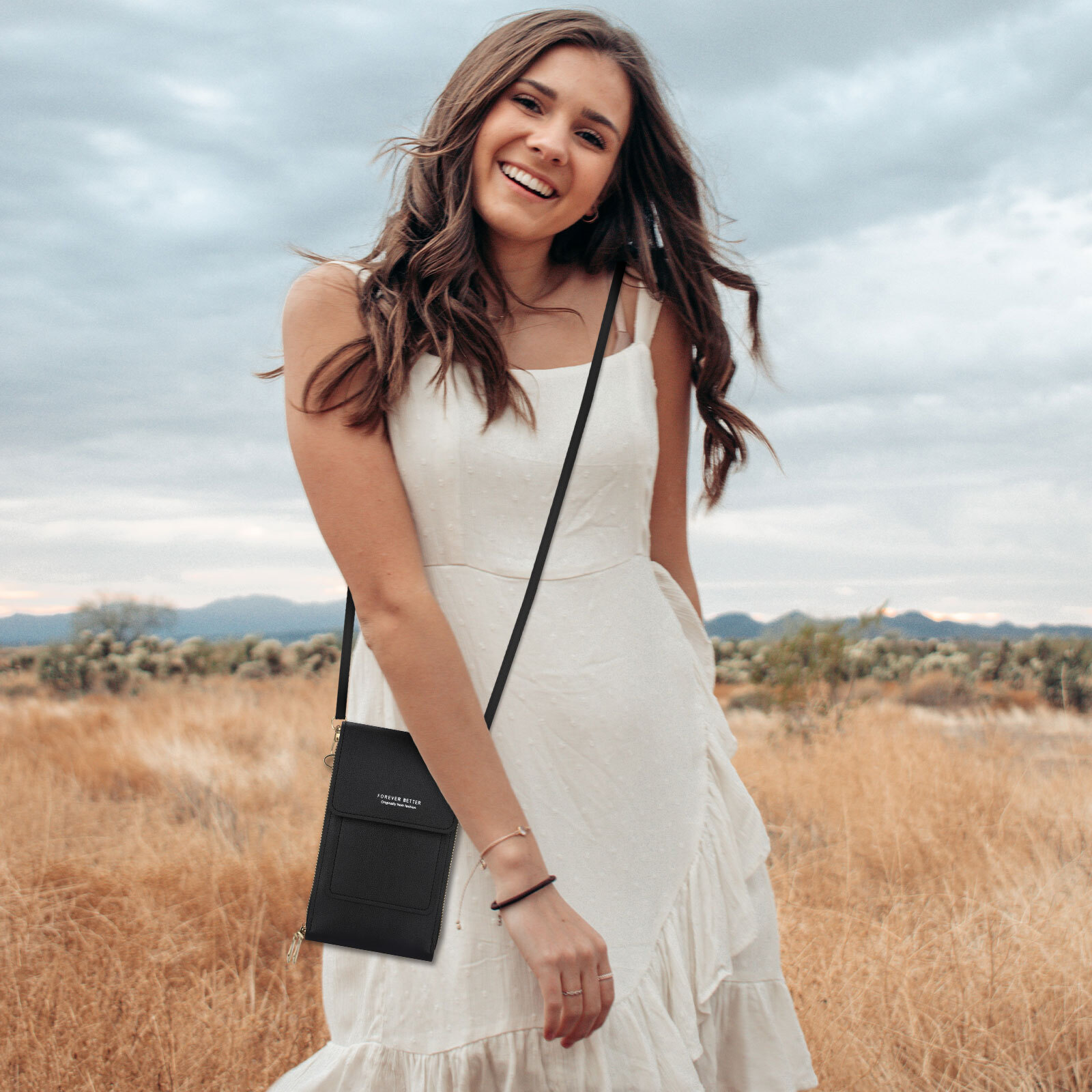 Women Touch Screen Cell Phone Bag Crossbody Shoulder Pouch Purse Key Card Case