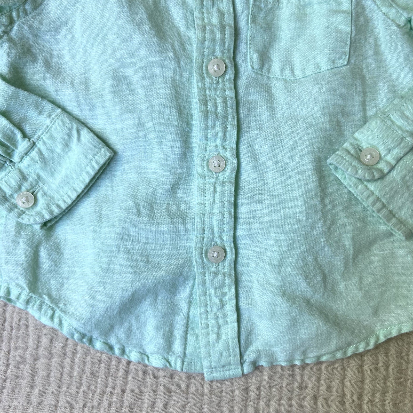 Janie and Jack Bundle Linen Cotton Romper Button Shirt 6-12 Months Preppy Spring