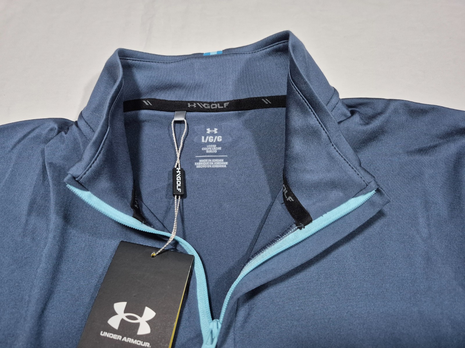 Under Armour Pullover Mens Blue Long Sleeve 1/4 Zip Golf UPF 50+ Top Loose