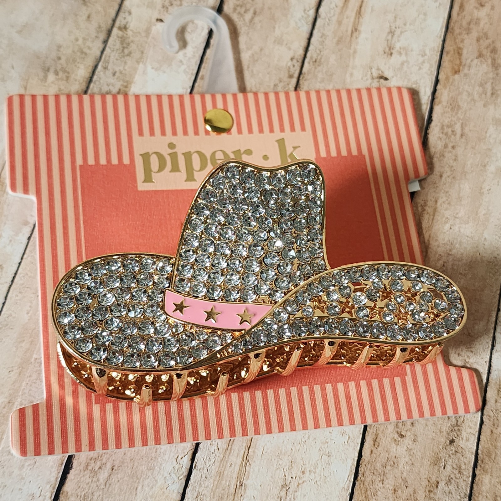 Piper K Cowgirl Hat Rhinestone Hair Claw Clip