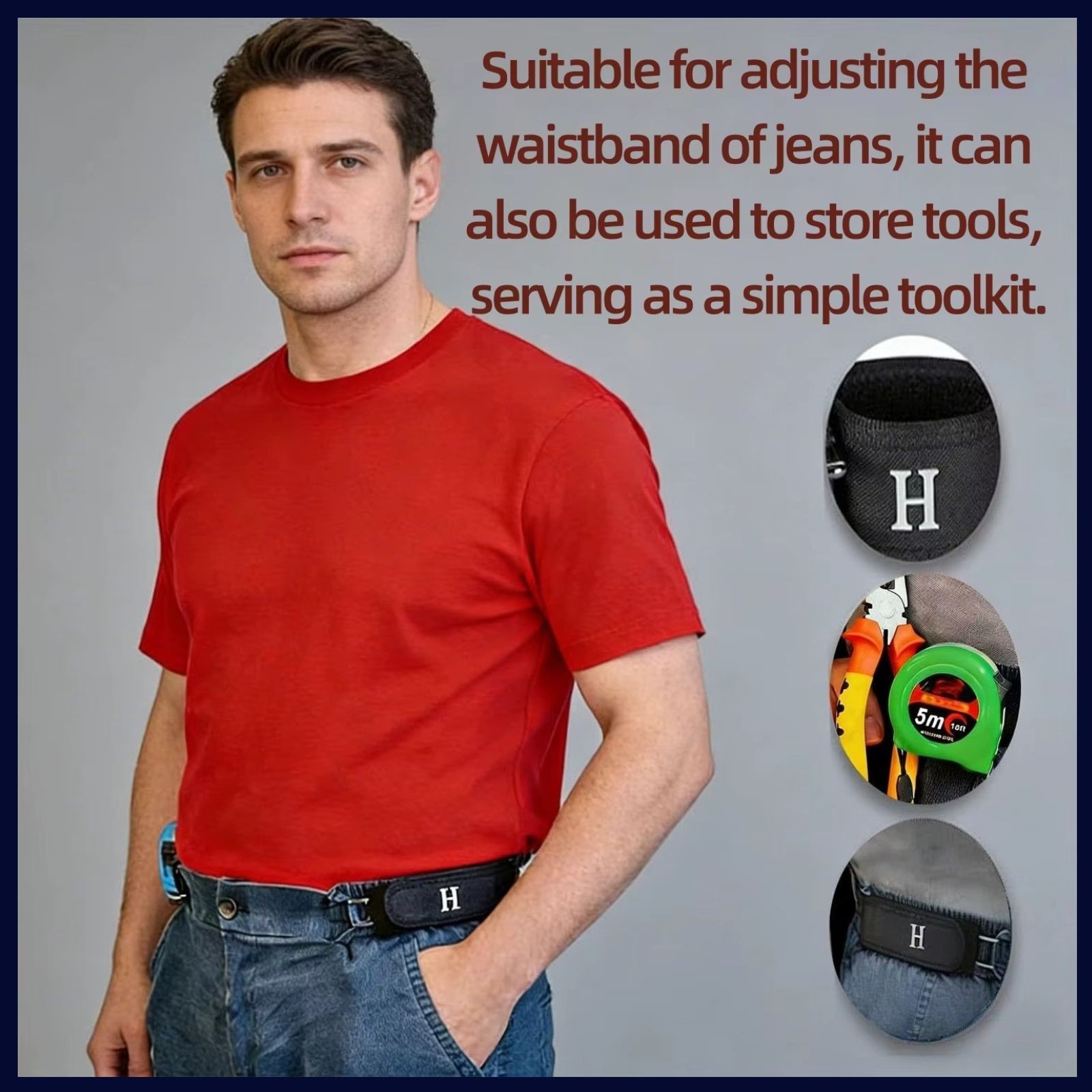 Men’s Elastic Side Belt No Buckle Hook Closure Adjustable Fits Waist Up 55 Inch