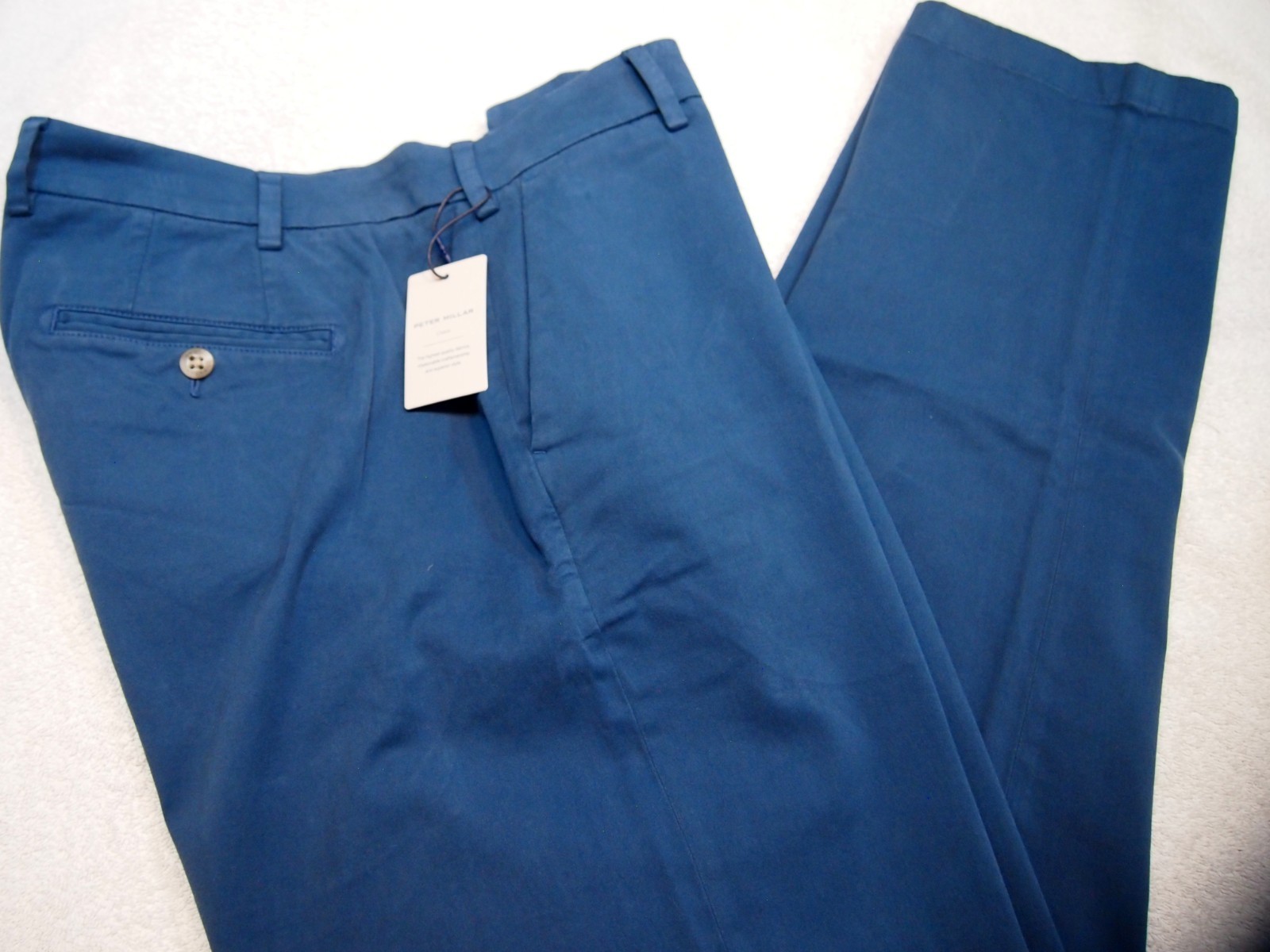 Peter Millar Signature Sateen Cotton Blend Pants NWT $188 36 x 32 Navy Blue