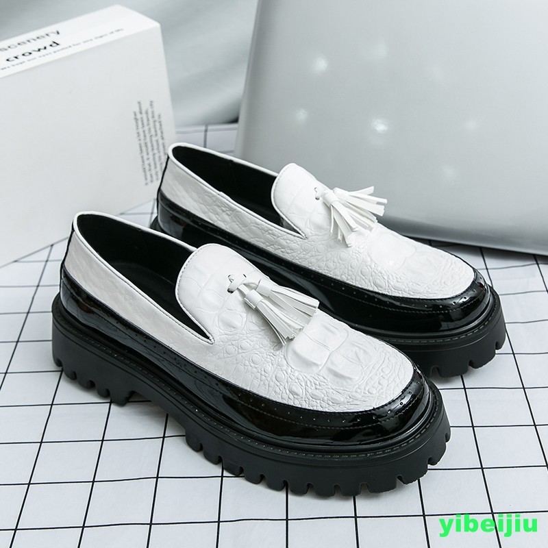 Men Loafers Dress Alligator Crocodile Leather Tassels Shoes Round Toe Oxford Man