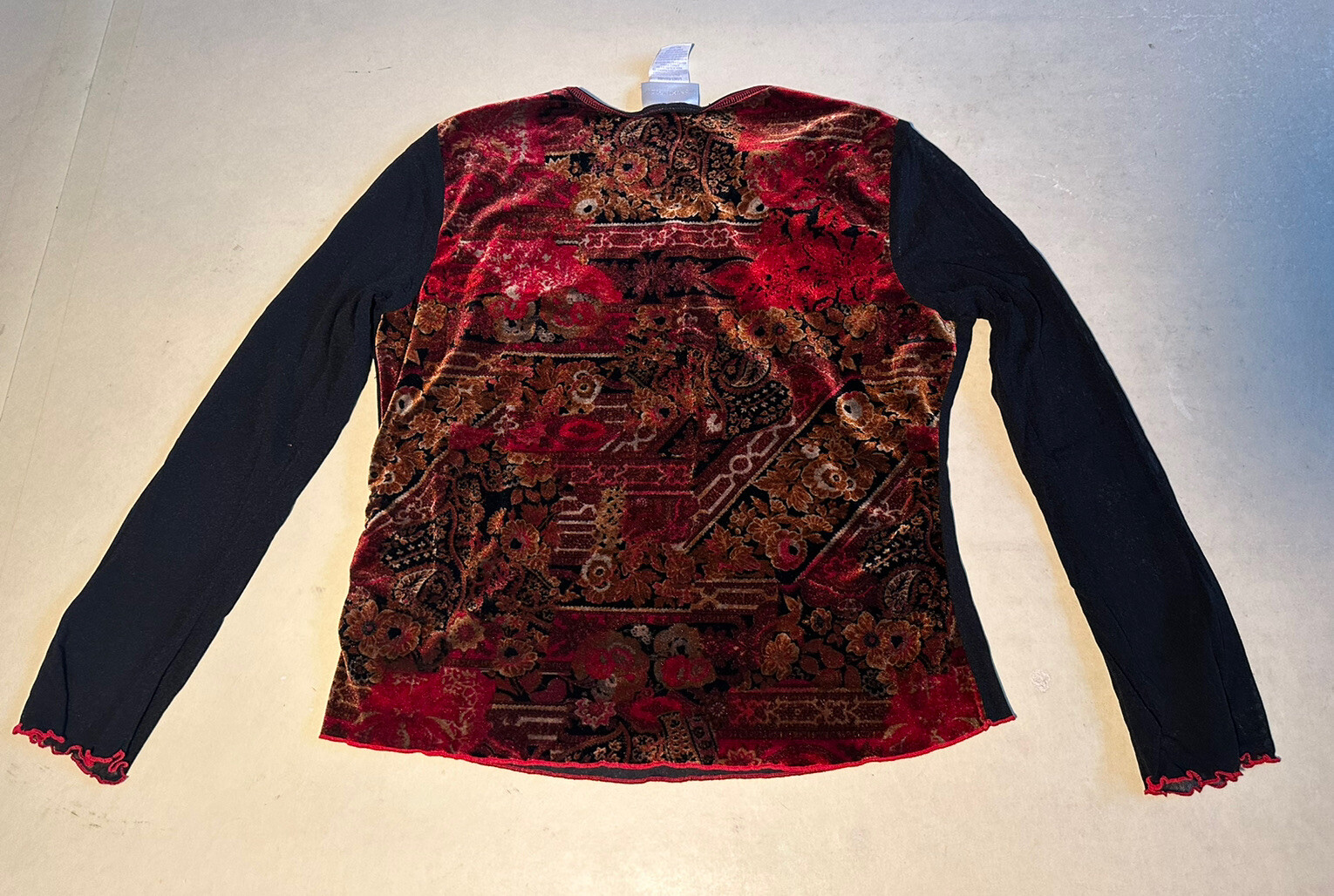 Worthington Womens Mesh and Velvet Stretch Top pSz L pre-owned