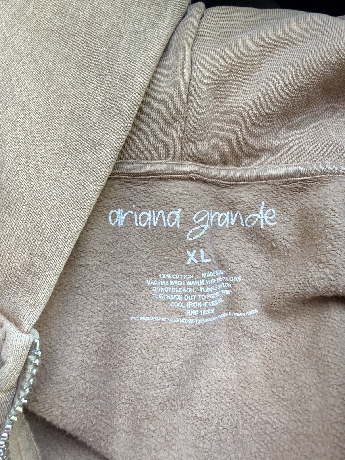 Size XL Ariana Grande Eternal Sunshine Tour Brown Swirl Full Zip Hoodie Pockets