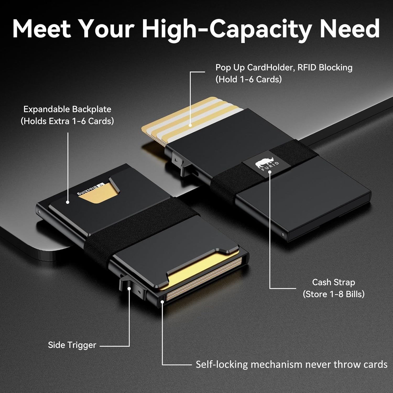 Furid Smart Card Wallet for Men RFID Blocking Pop Up Metal Wallet-colors