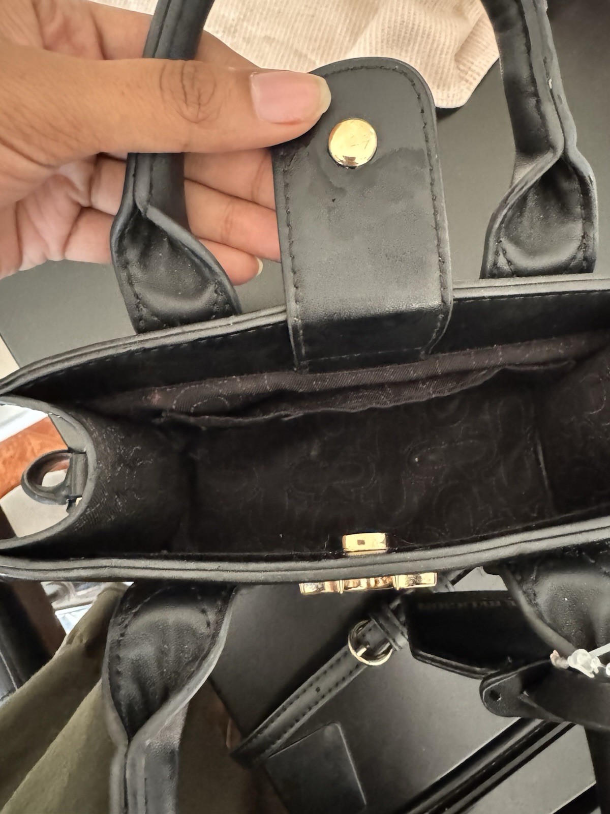 True Religion Black Small Satchel Top Handle Bag Detachable Crossbody Strap