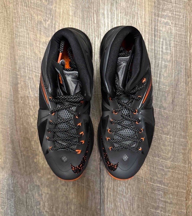 Nike LeBron 10 X Lava Charcoal Grey Orange Black Size 10.5 Sneakers 541100-002