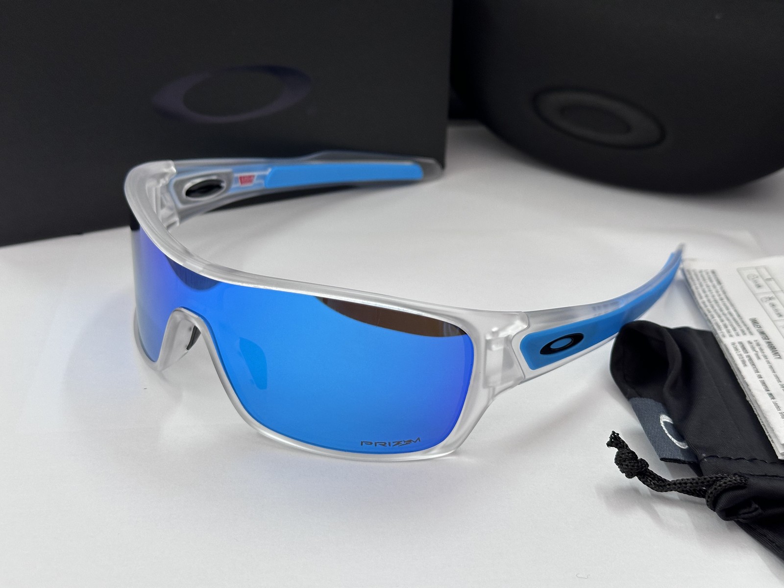 OAKLEY Turbine Rotor Sunglasses Clear Frames/Blue Prizm Lenses NEW