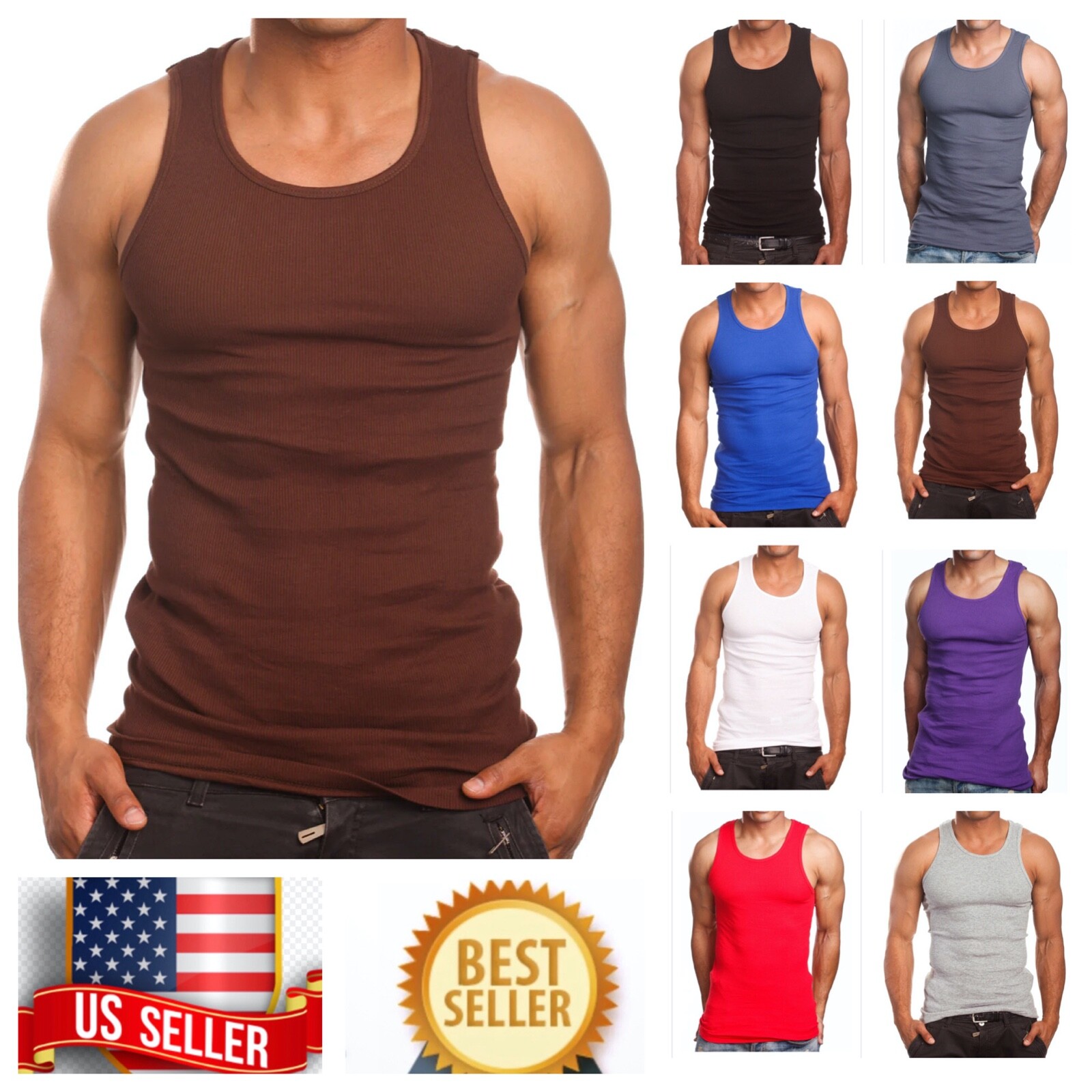 3Pack Lot 3X-5XL T-Shirt Wife Beater Tank Top Big Size Cotton A-Shirt Gym Muscle