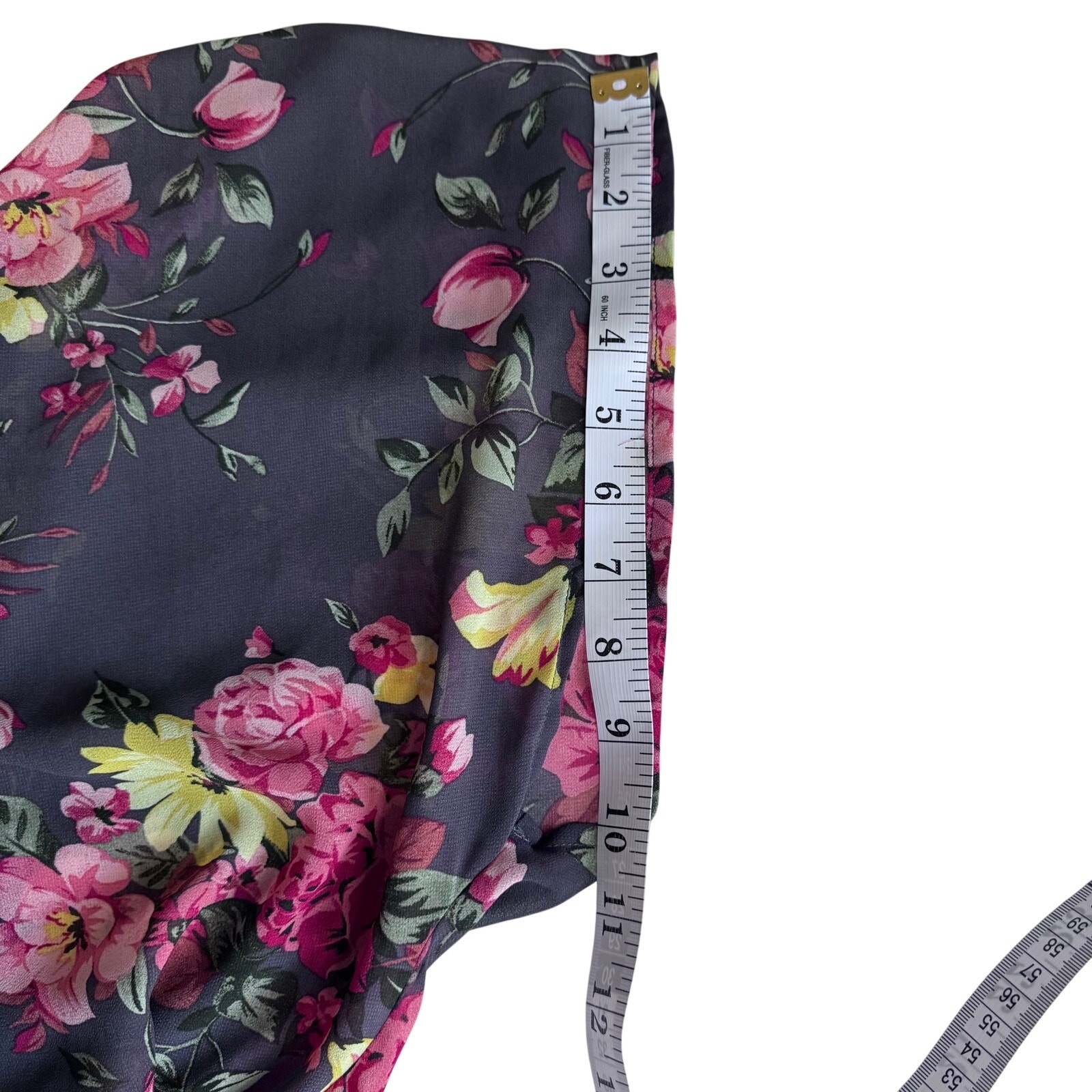 Torrid Size 3/4 Floral Chiffon Kimono Duster Cardigan Gray Pink Sheer Cover/Wrap