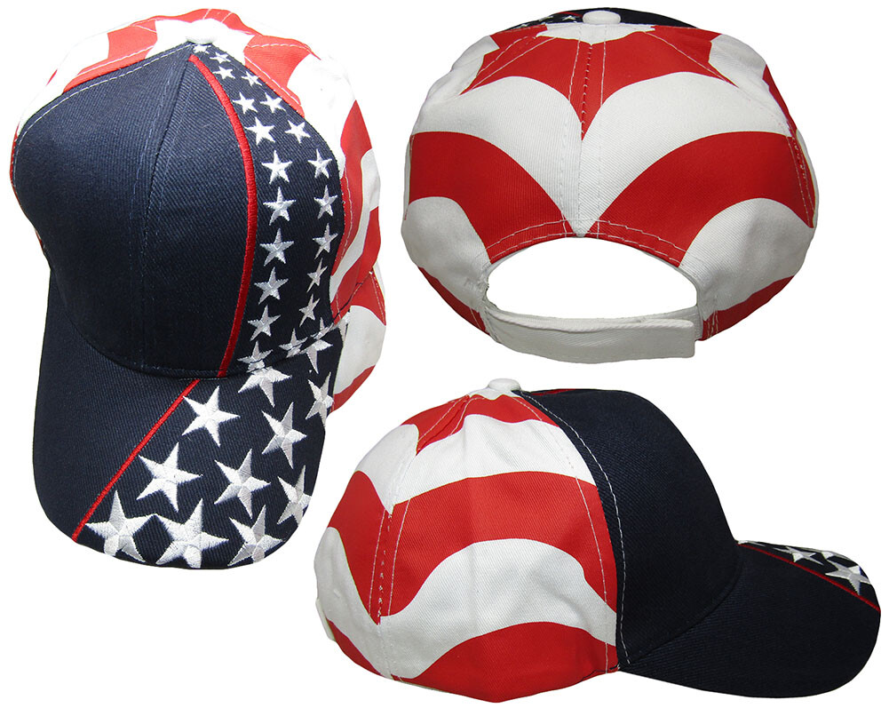 USA Embroidered Stars & Stripes 100% Cotton Embroidered Hat Cap