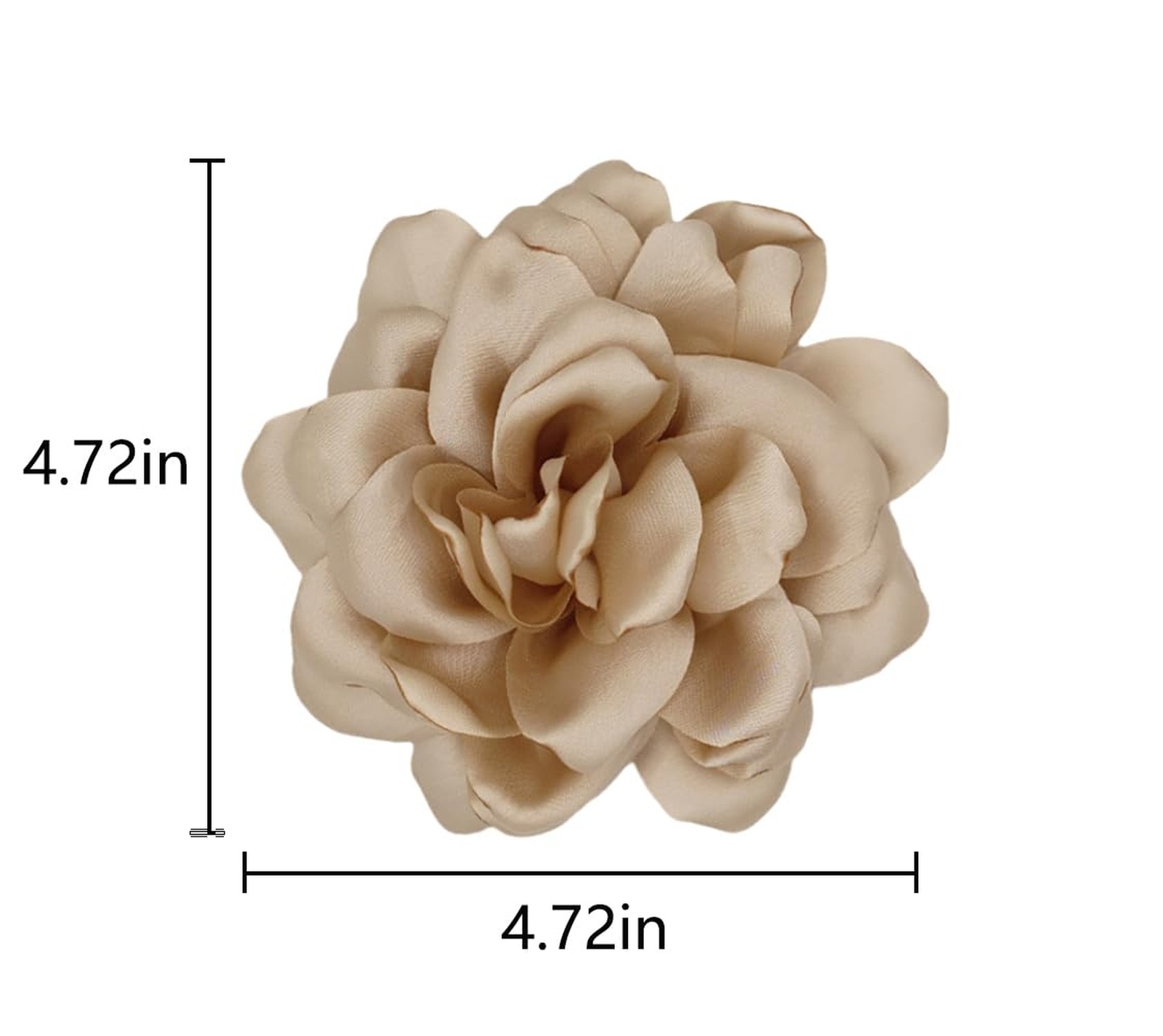 Large Camellia Satin Fabric Flower Brooch Pins Hairpin for Women,ladies. Khaki