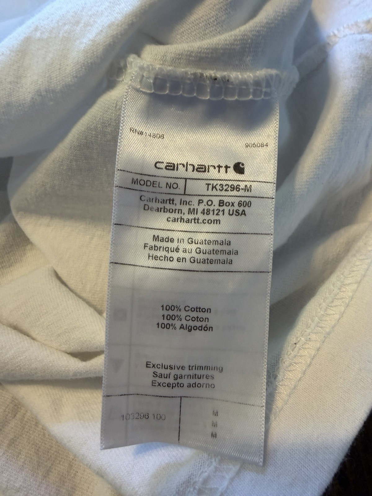 Carhartt Pocket T-Shirt Relaxed Fit Mens Size M 103296-100 Short Sleeve White