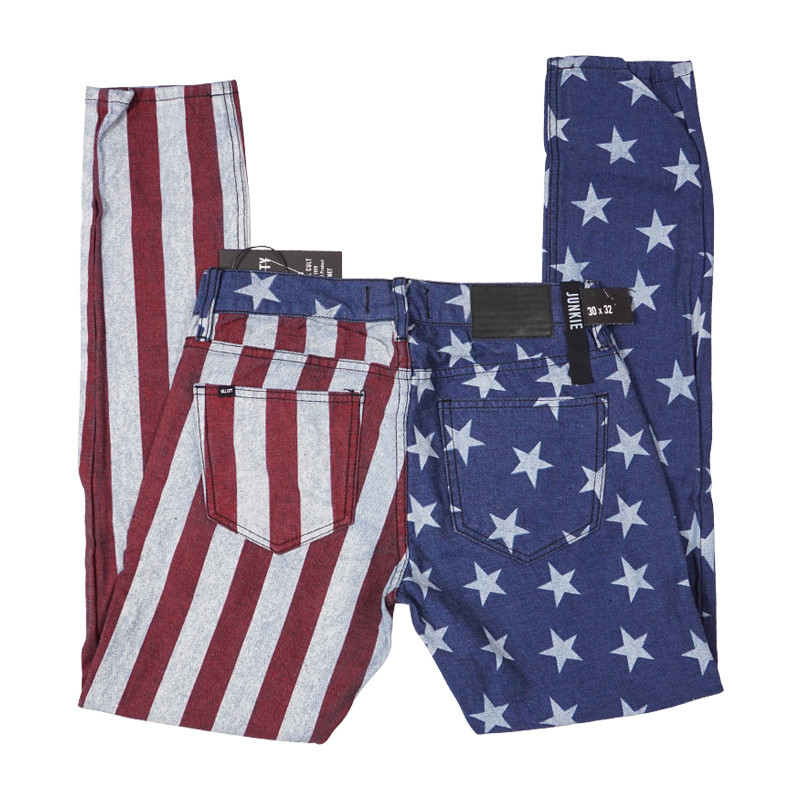 Kill City Mens Junkie Fit Skinny Denim Flag jeans