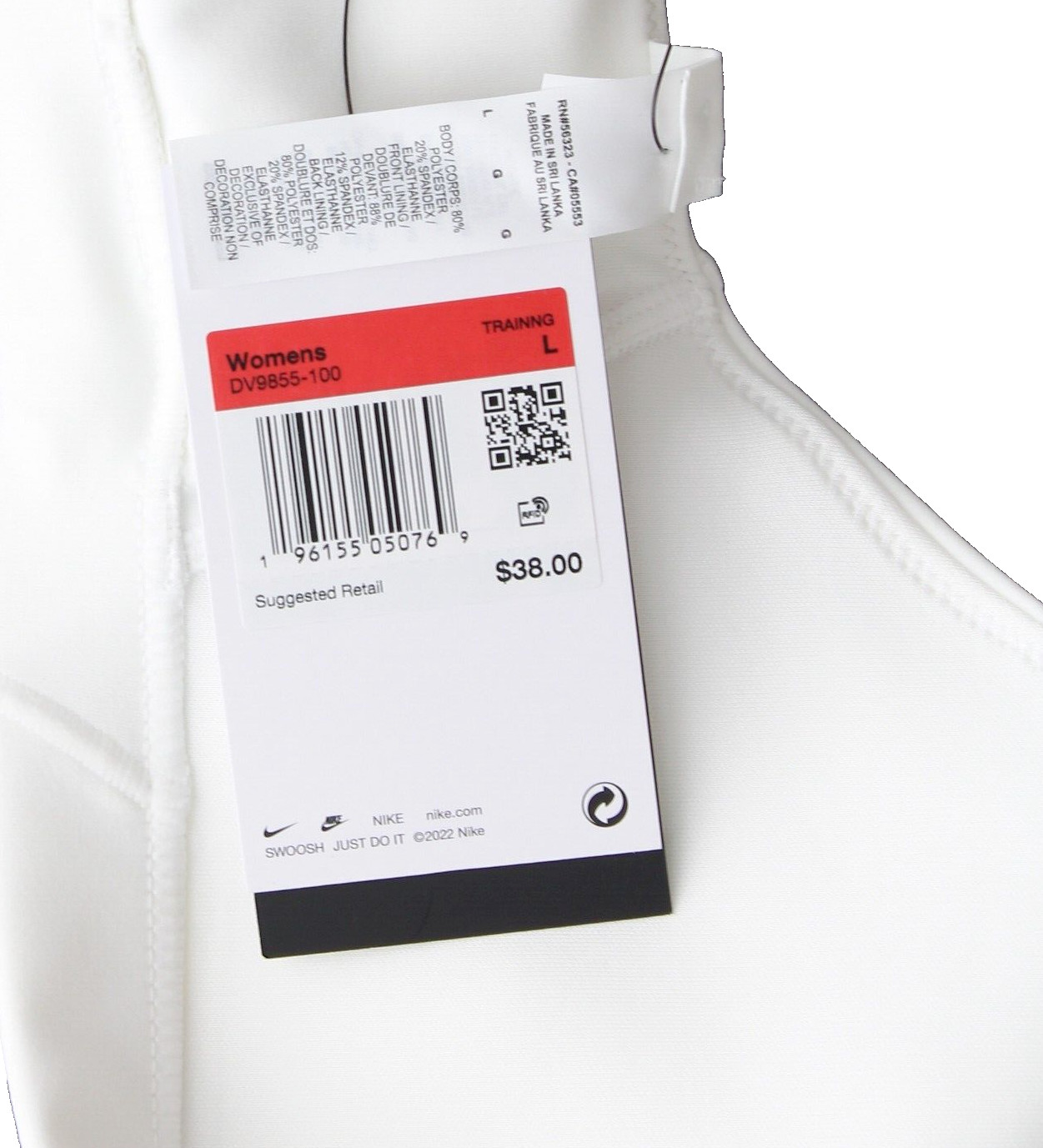 Nike Sports Bra Alate All U Light-Support Lightly Lined U-Neck, White DV9855
