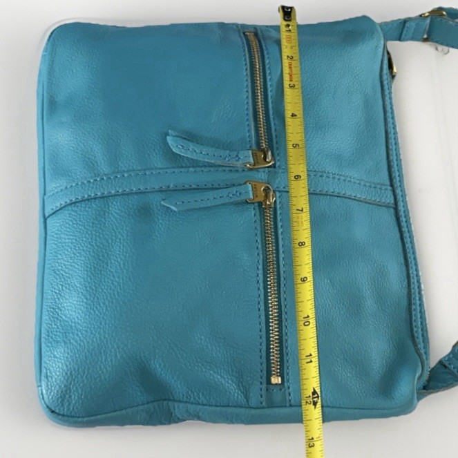 Fossil Teal Tidal Blue Erin Pebble Leather Crossbody Messenger Bag Purse