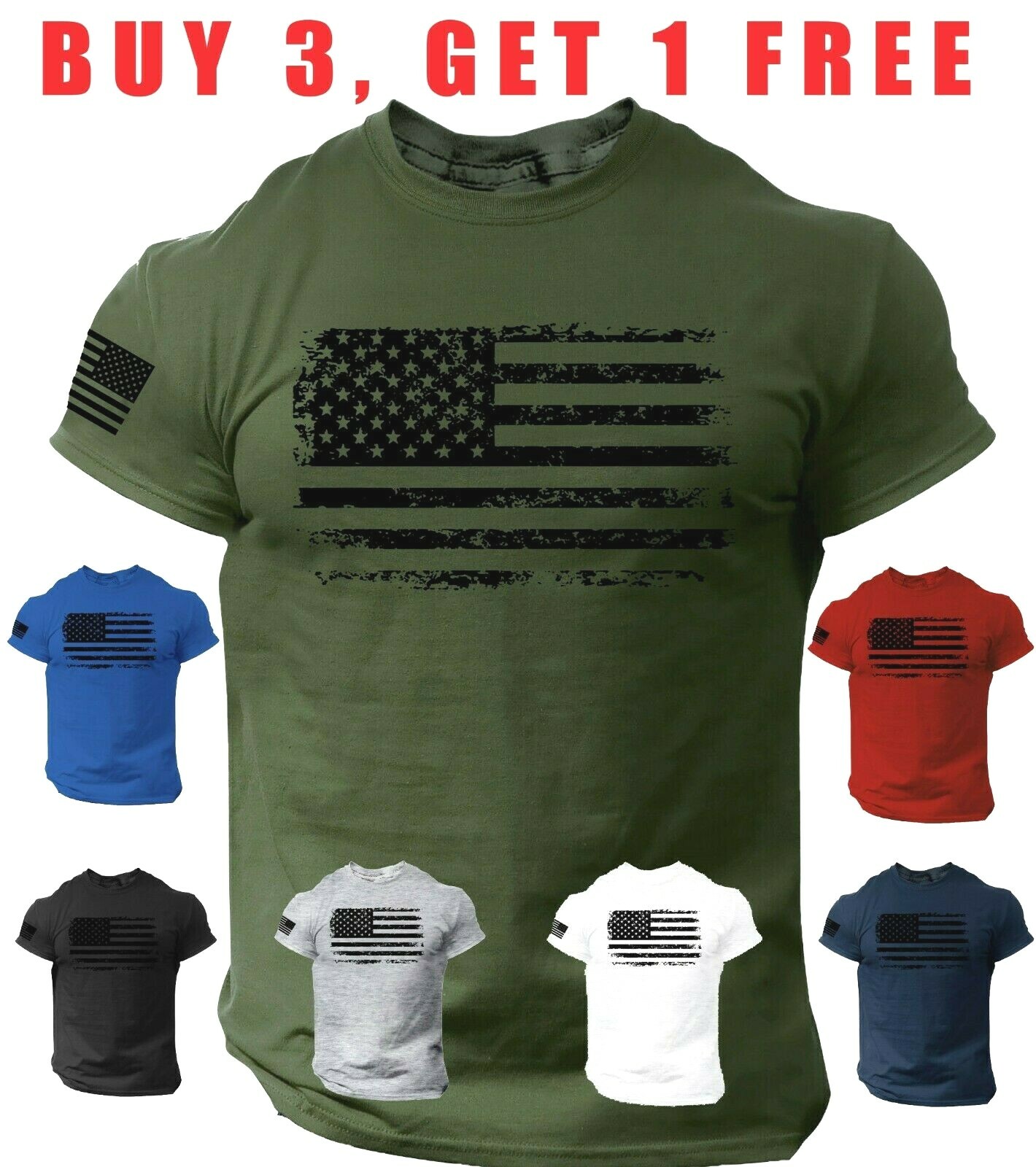 USA Distressed Flag Men T Shirt Patriotic American Tee S – 3XL