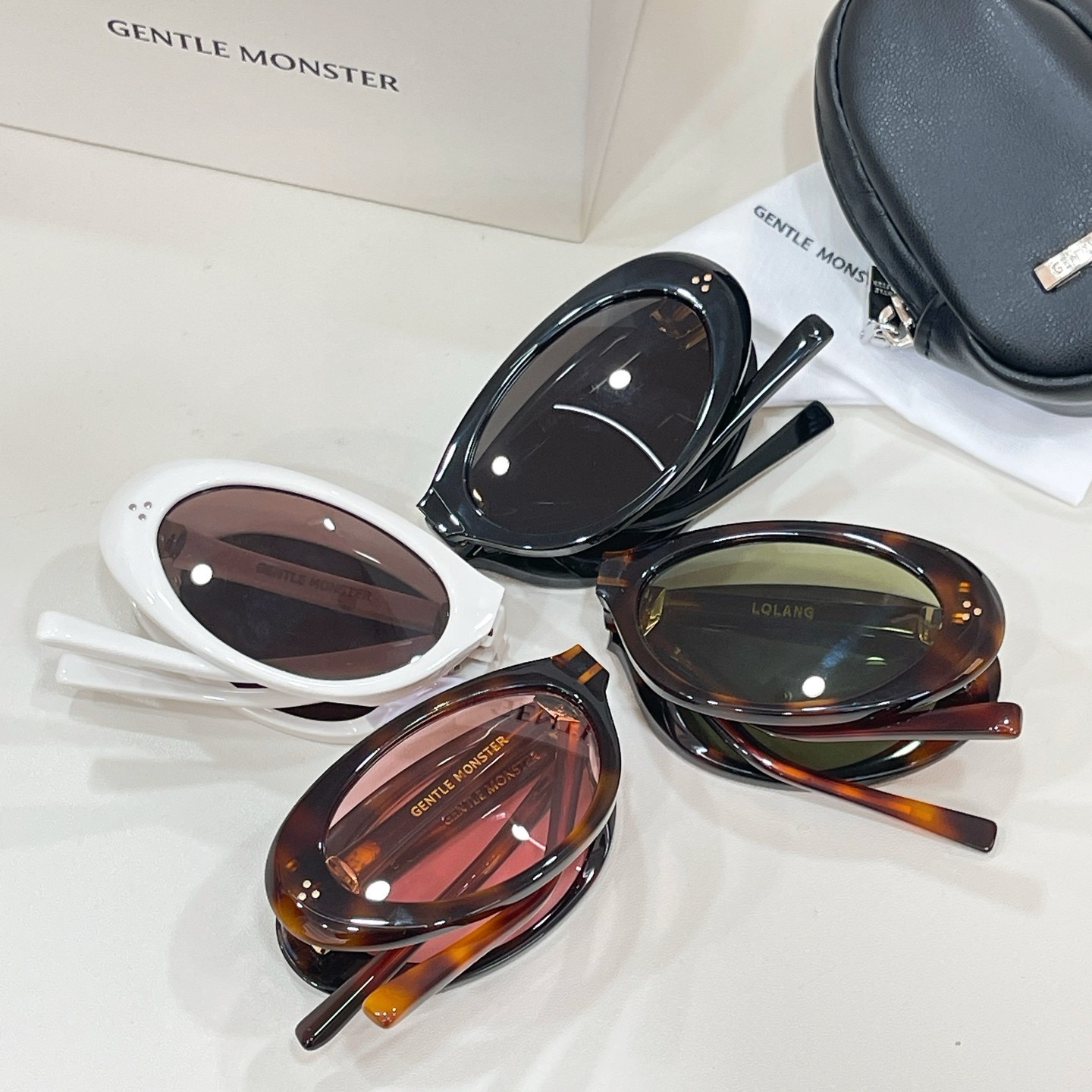 GENTLE MONSTER LOLANG White Brown 55口21-132 Sunglasses New w/ Case