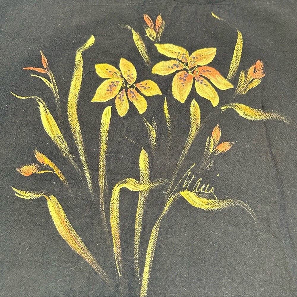Vintage Celine Hand Painted Maui Tunic Cap Sleeve Top Size Black Size XL