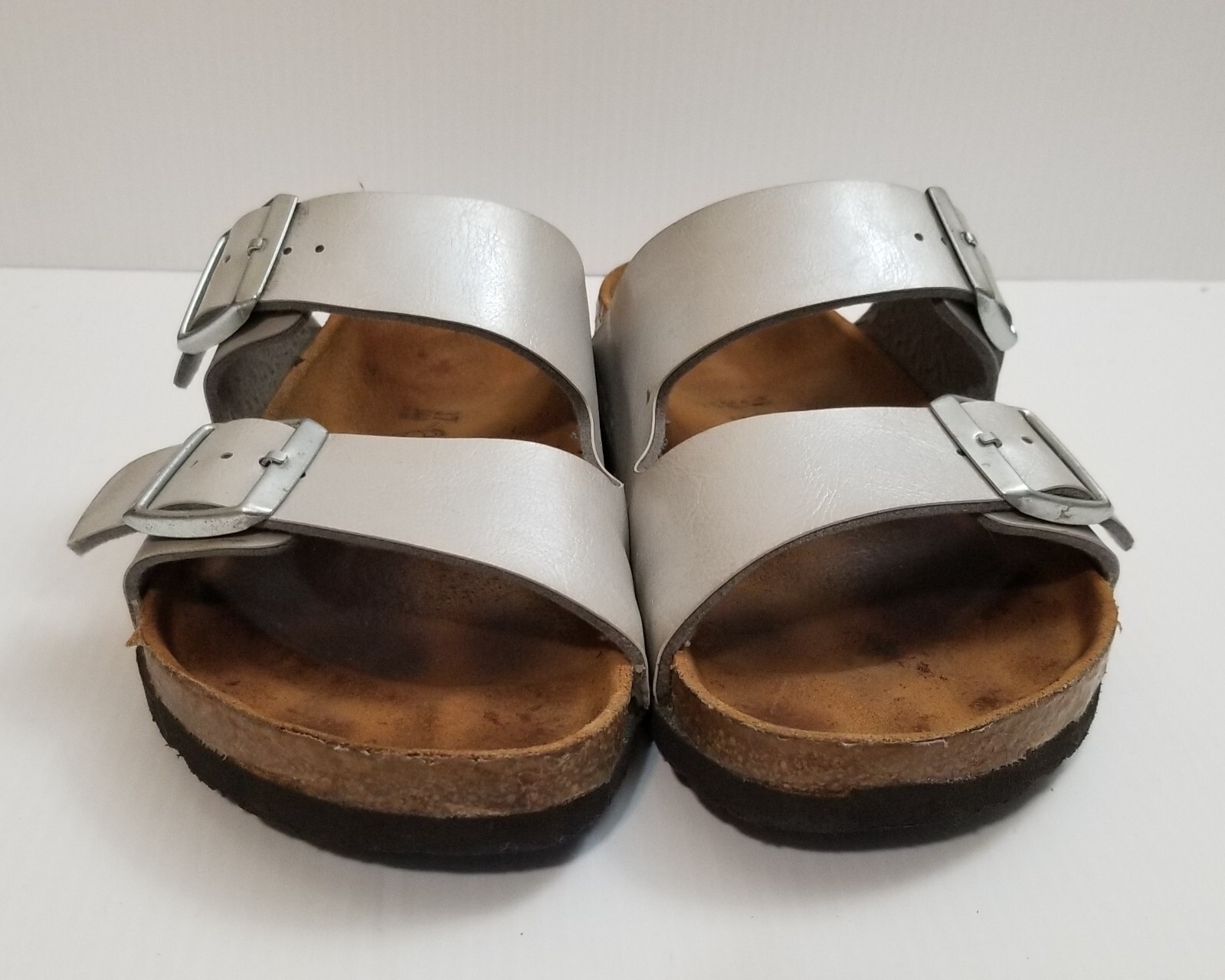 Birkenstock Unisex Arizona BS Metallic Silver SandalsEU 37 Size Men 4/Women 6