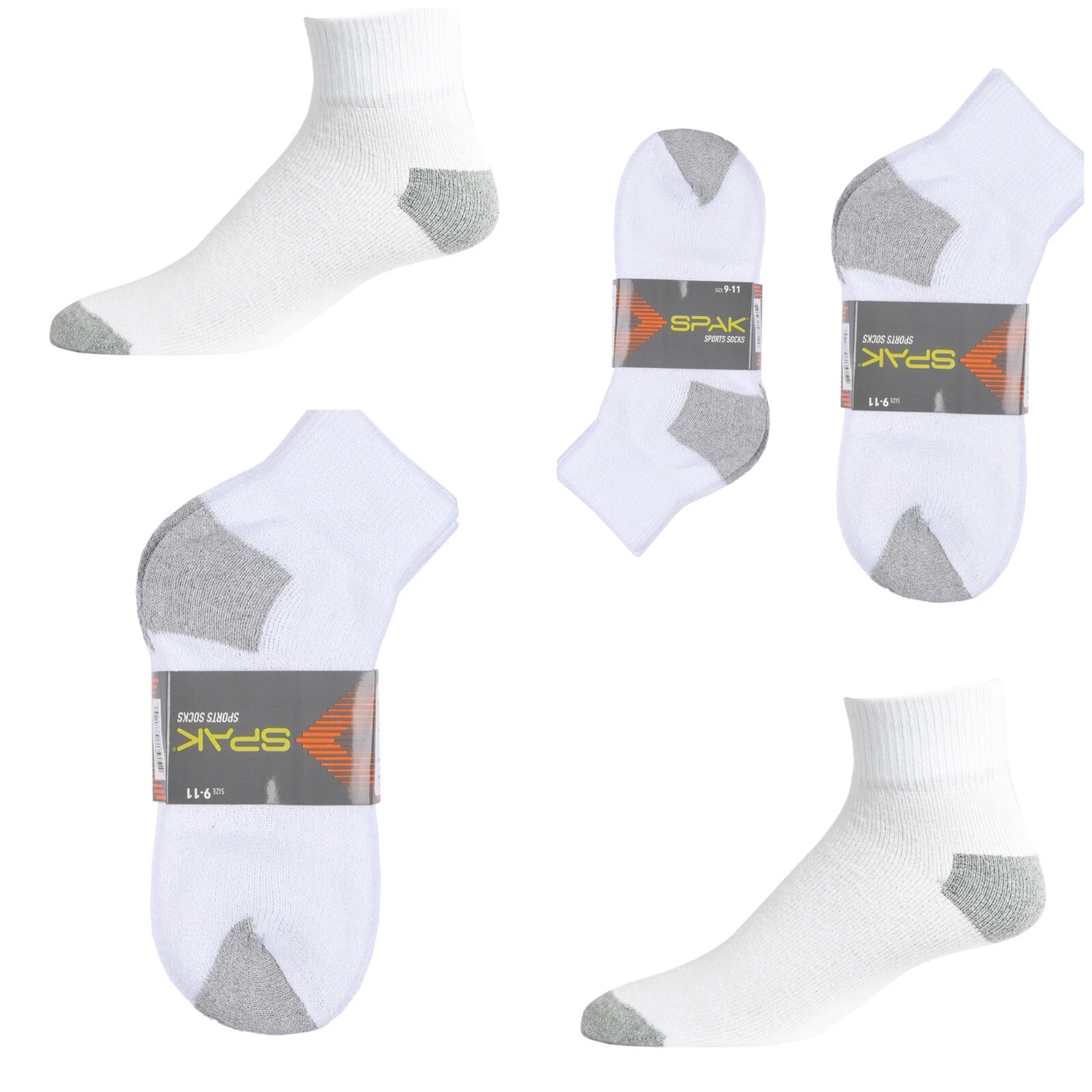 New Men’s 12 Pairs Sports White Black Ankle Quarter Crew Socks Cotton Size 10-13