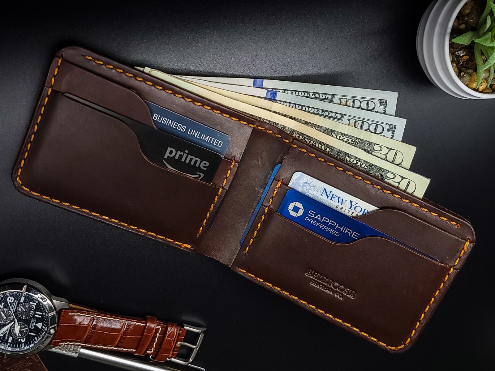 Bellicose Handmade Full Grain Leather Wallet: Anniversary & Holiday Gift for Men