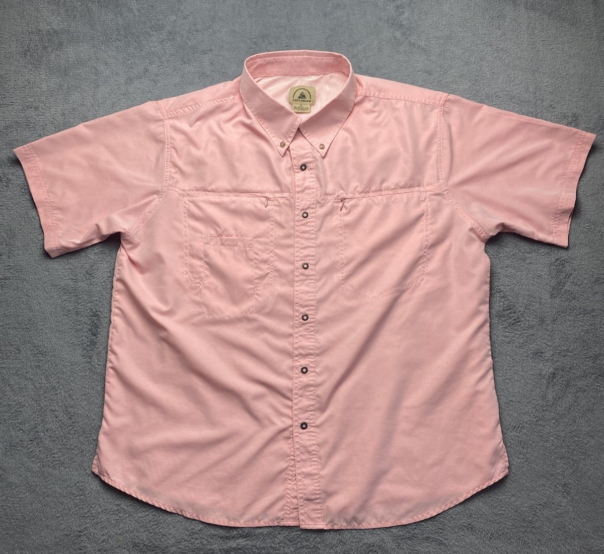 Men’s XL Excurzion Fishing Hiking Shirt Pink Outdoor Short Sleeve Button Down