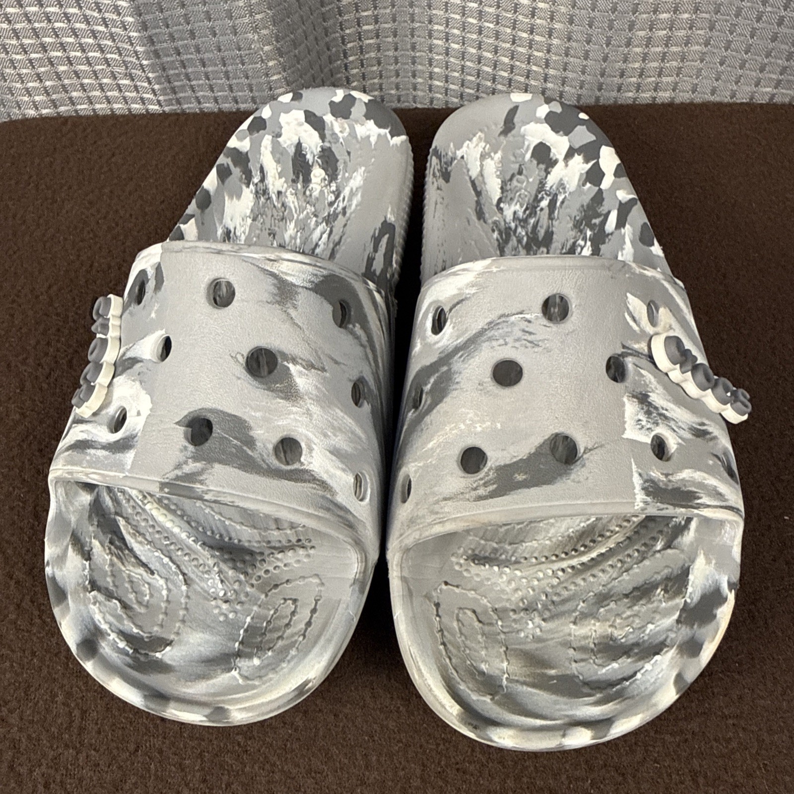 Crocs Marbled Slides Sandals Waterproof Slate Grey Gray Men-4/ Women-6