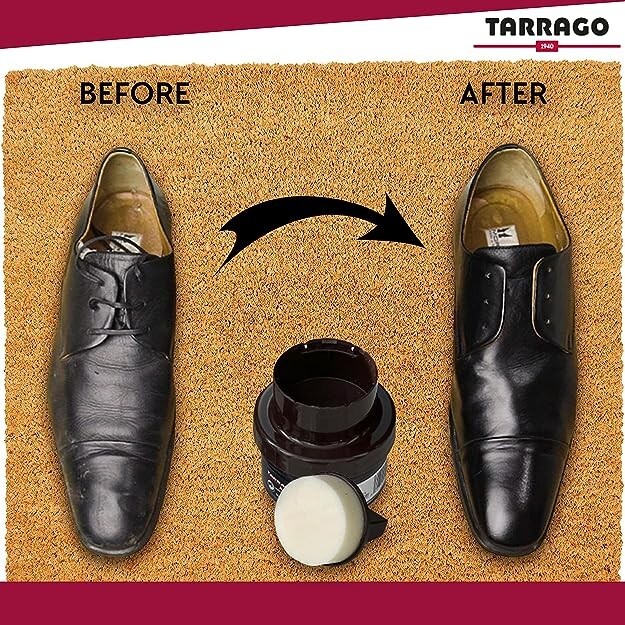 Tarrago Shoe Shine Cream Self Liquid Polish Kit Leather 50 ml jar (1.76oz) BLACK
