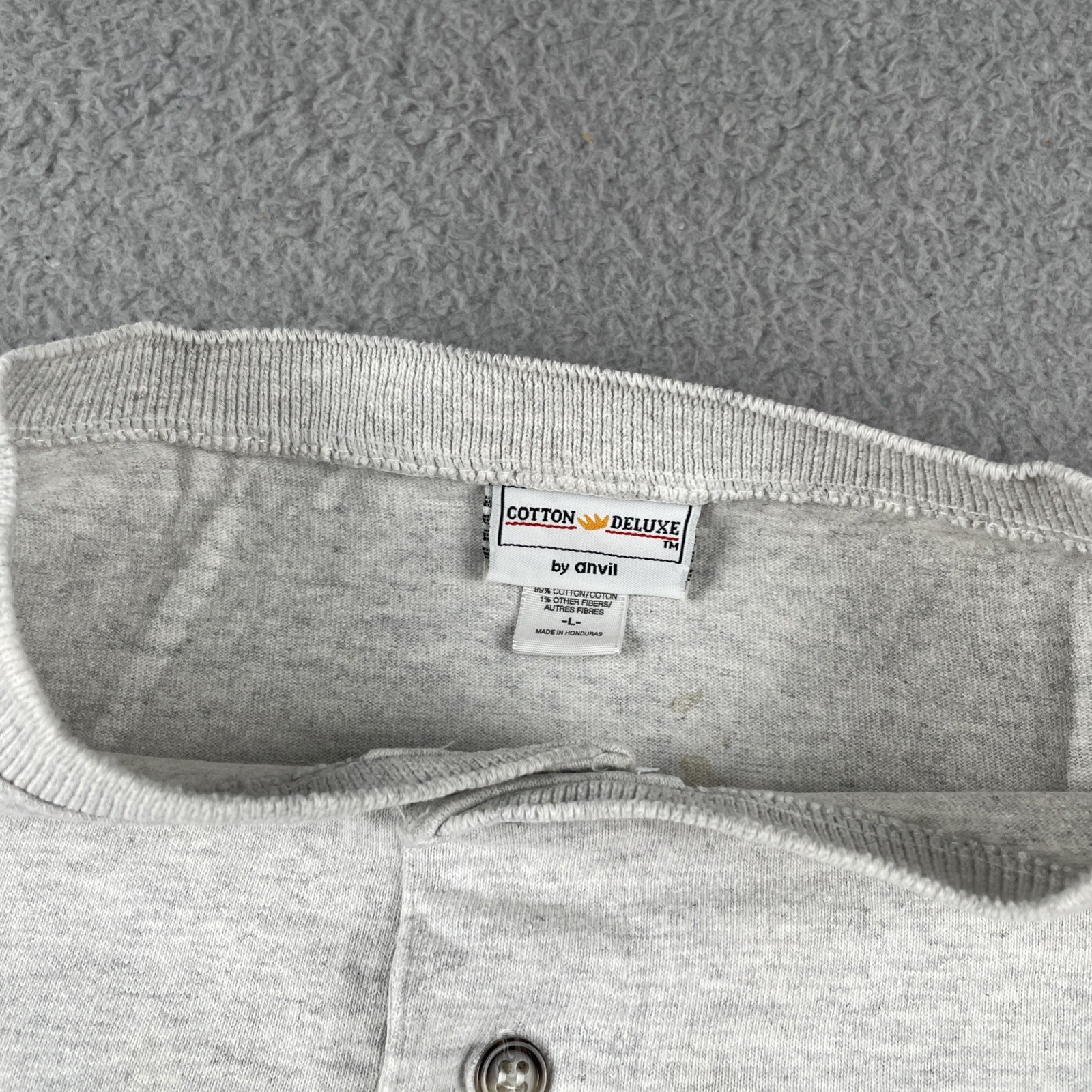 Vtg Anvil Adult Large Gray Henley Shirt BYC To Key West Sail Boat 90s Y2K Tee