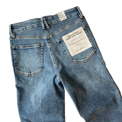 Good American Good Legs Crop Mini Boot Jeans Skinny Fit Womens 4 Indigo 917 NWT