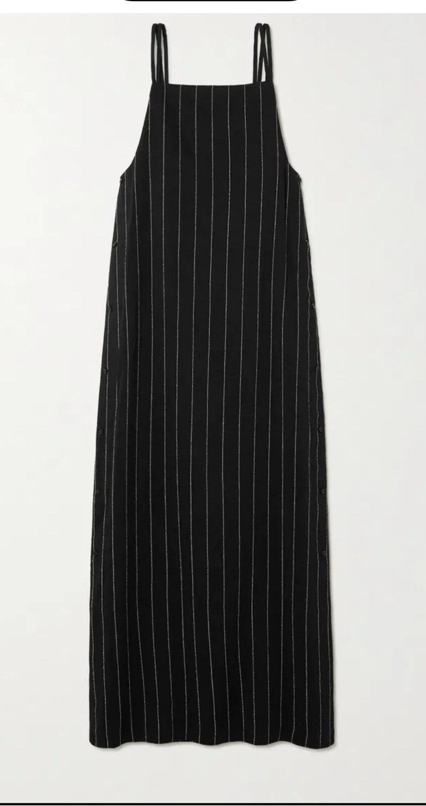 Navy Pinstripe Midi Dress Fully Lined Minimalist Pullover Designer Style M