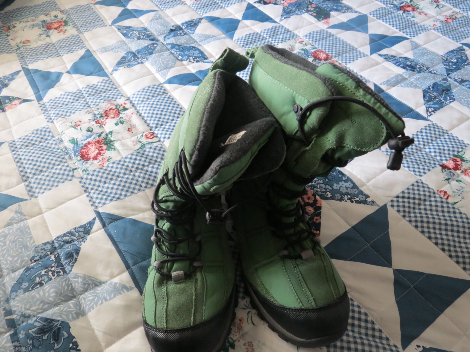 Lands End Rain/Snow Boots 30525 Green Pullup Round Toe Mid Calf Size 6 M