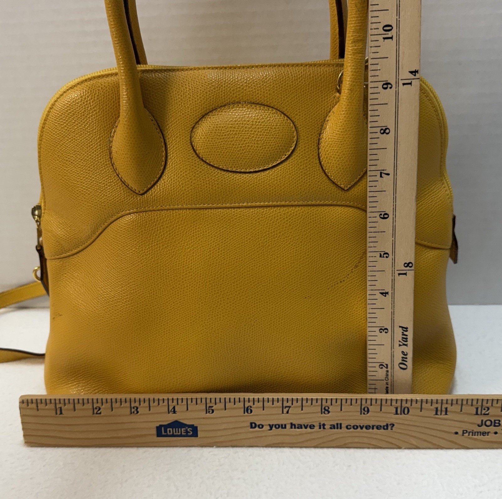 Vintage 80s-90s Stefano Bravo Yellow Leather Italy Bolide-Style Dome Satchel Bag