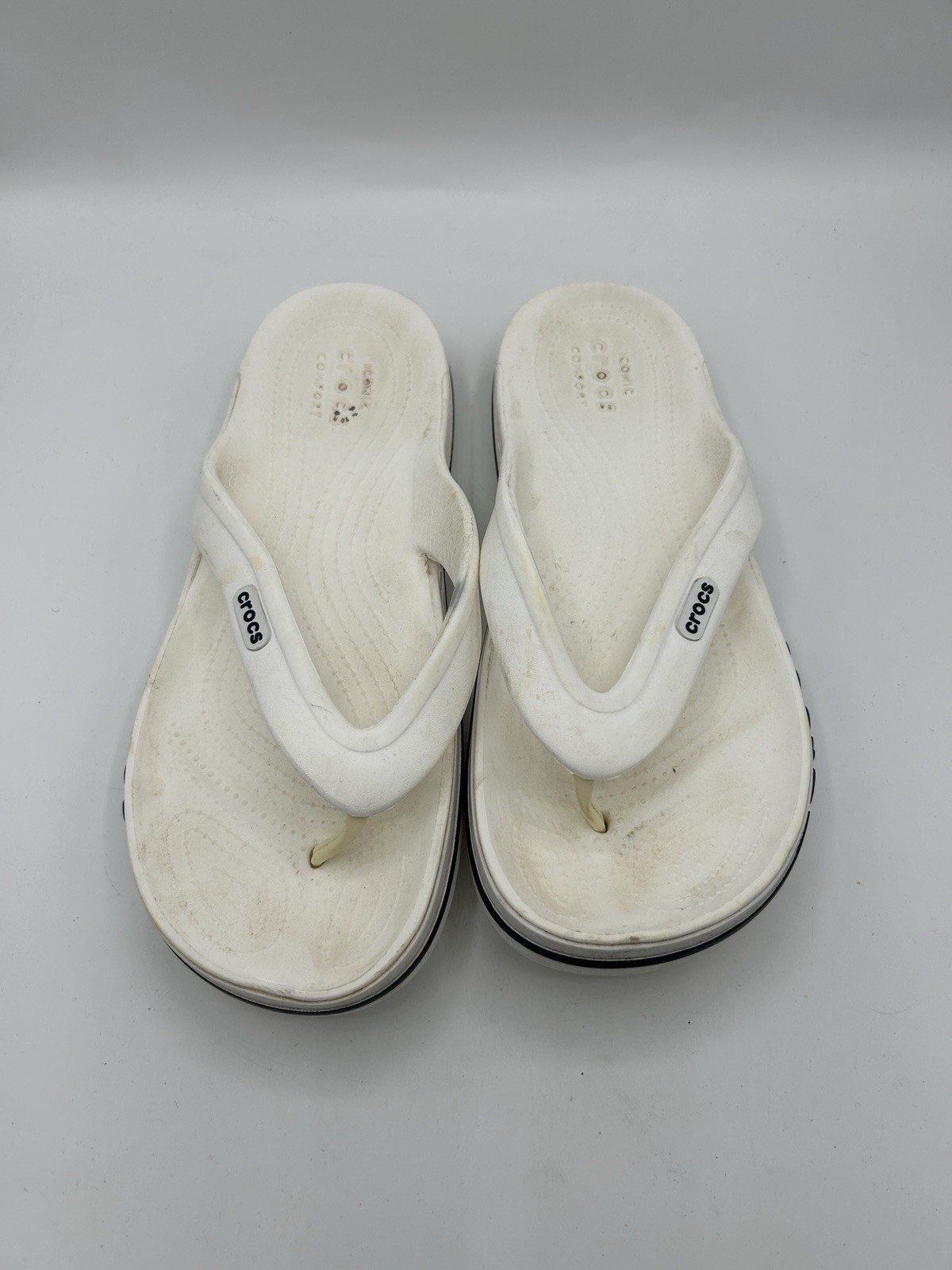 Crocs Men and Women’s Bayaband Flip Cantaloupe Navy Pepper Black White Size 9