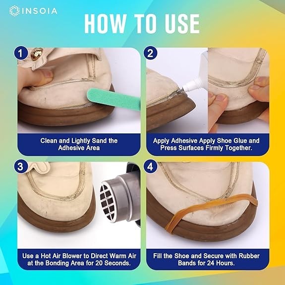 Shoe Glue Sole Repair Kit, Heavy Duty Shoe Adhesive, Waterproof, Flexible, Clear