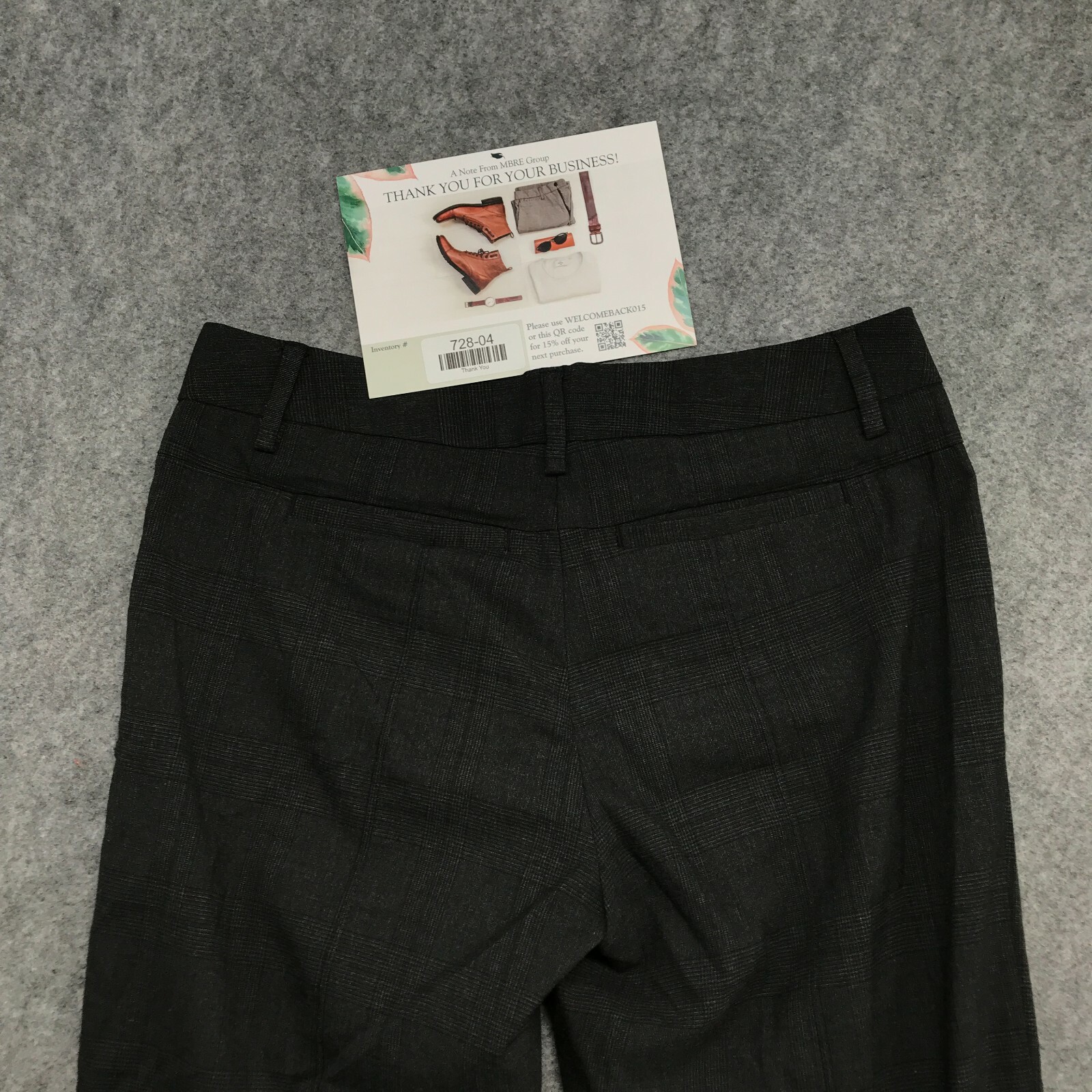 Scullers Pants Womens 30 Slim Fit Black Plaid Flat Front Regular Waist Pockets