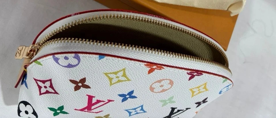 LOUIS VUITTON Multicolor Pochette Cosmetic PM Pouch White