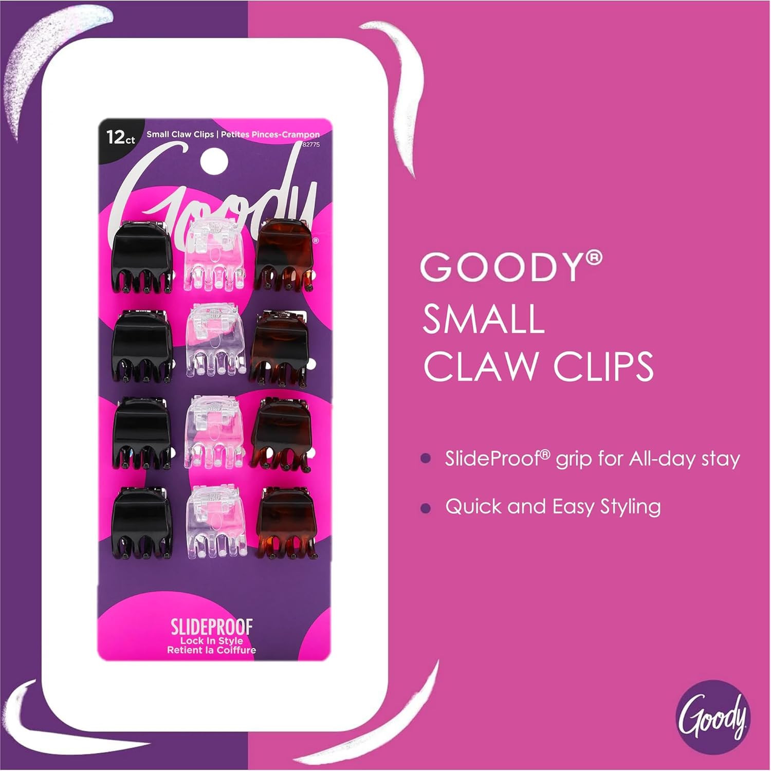 Small Basic Half-Claw Hair Clips, 12-Count – 3-Prong Claw Clips for All Hair Typ