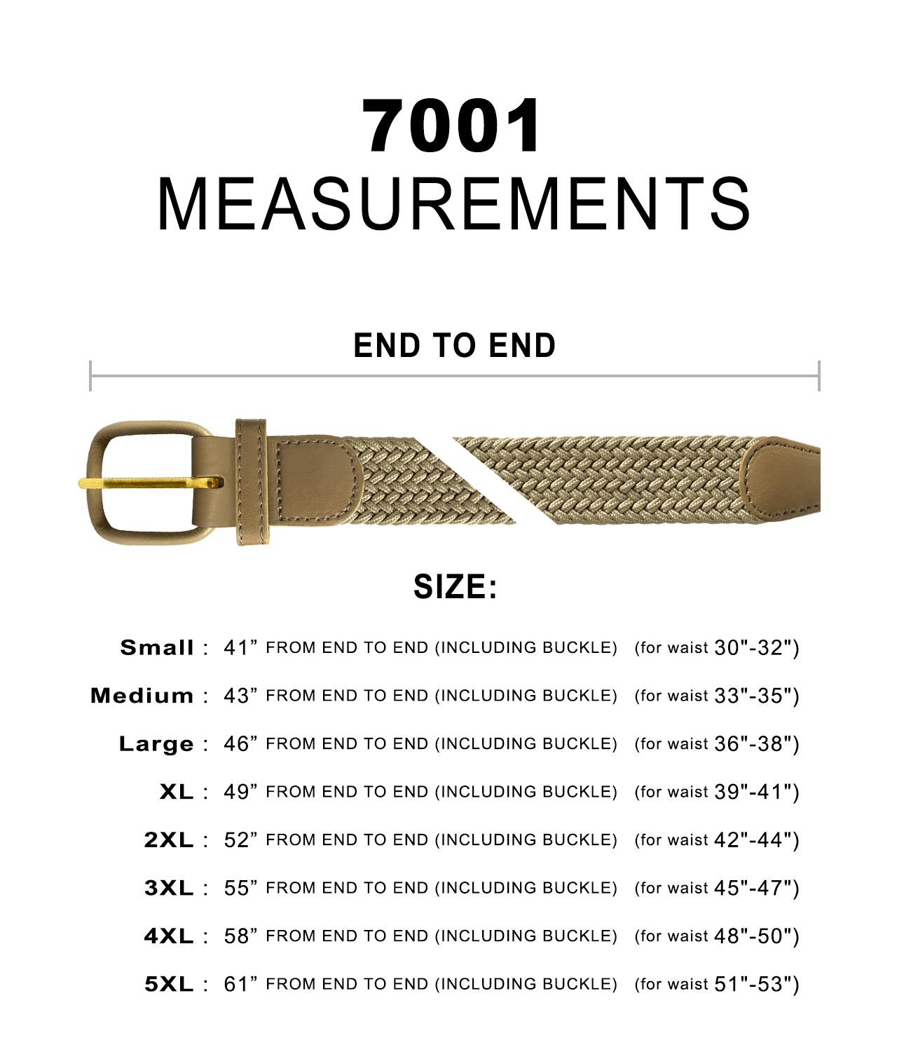7001 Men’s Leather Covered Buckle Woven Elastic Stretch Belt 1-1/4″ Wide