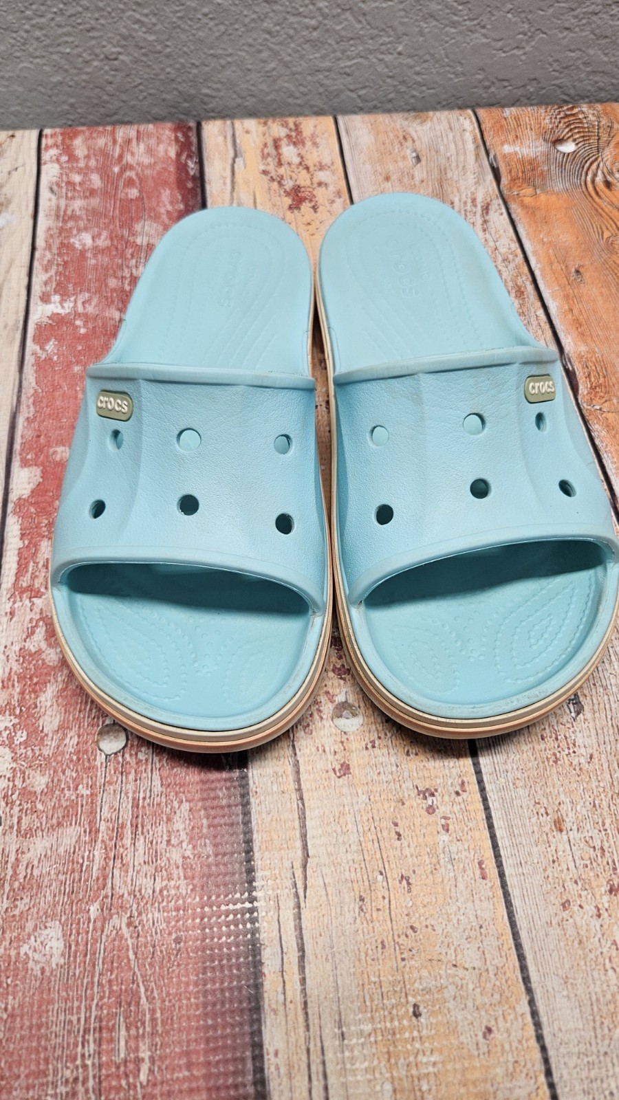 Crocs Bayaband Slide Women’s Sz 11 Mens Sz 9 Blue Slip On Iconic Comfort Sandals