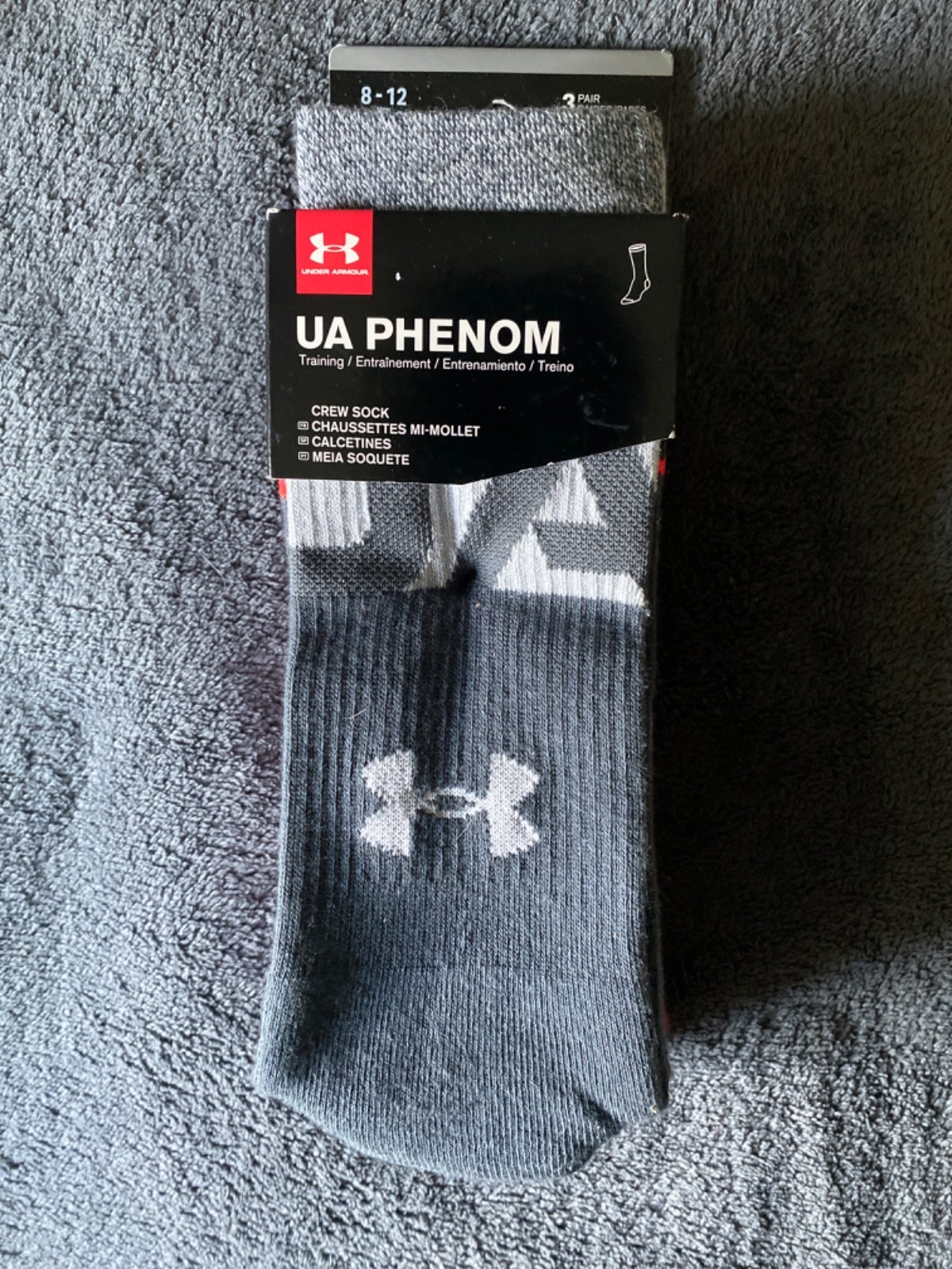 Under Armour UA Phenom Training Crew Socks (3 Pack) Men’s 8-12 Large Red NEW