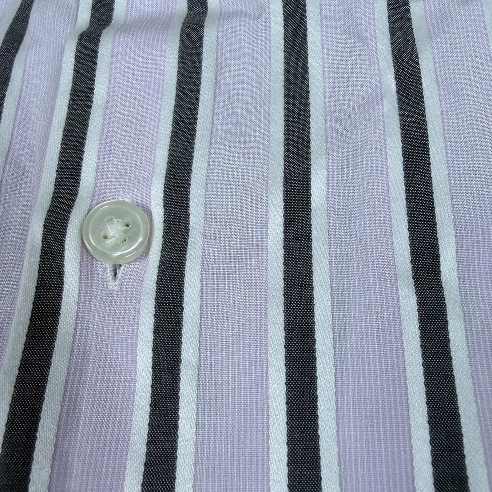 BOSS Hugo Boss Mens 15.5 34/35 Purple Striped Cotton Regular Fit Dress Shirt