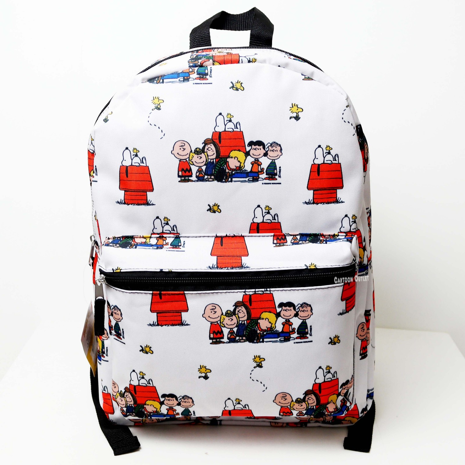 Large Backpack Peanuts Snoopy Charlie Brown White 16″ School Bag Tote New